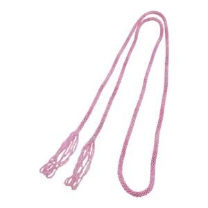 Vintage Pink Glass Seed Bead Rope Lariat Necklace Tassel Sautoir Wrap Long
